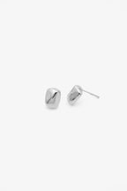 SŌU 925 純銀耳環 Contour Stud | 長方形凹凸耳環