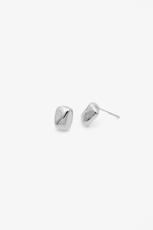SŌU 925 純銀耳環 Contour Stud | 長方形凹凸耳環