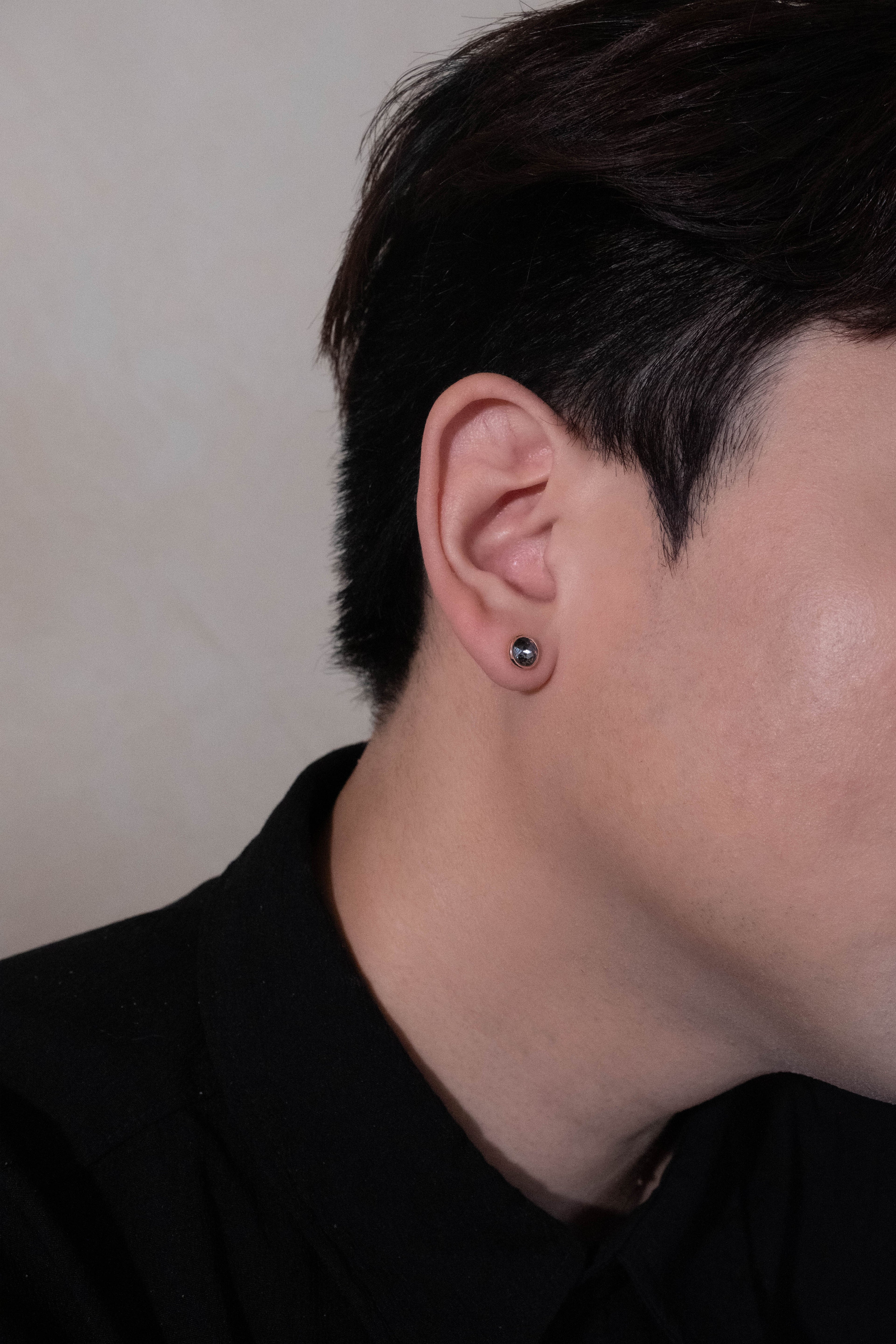 Noir Spark Stud - Silver/Rose Gold