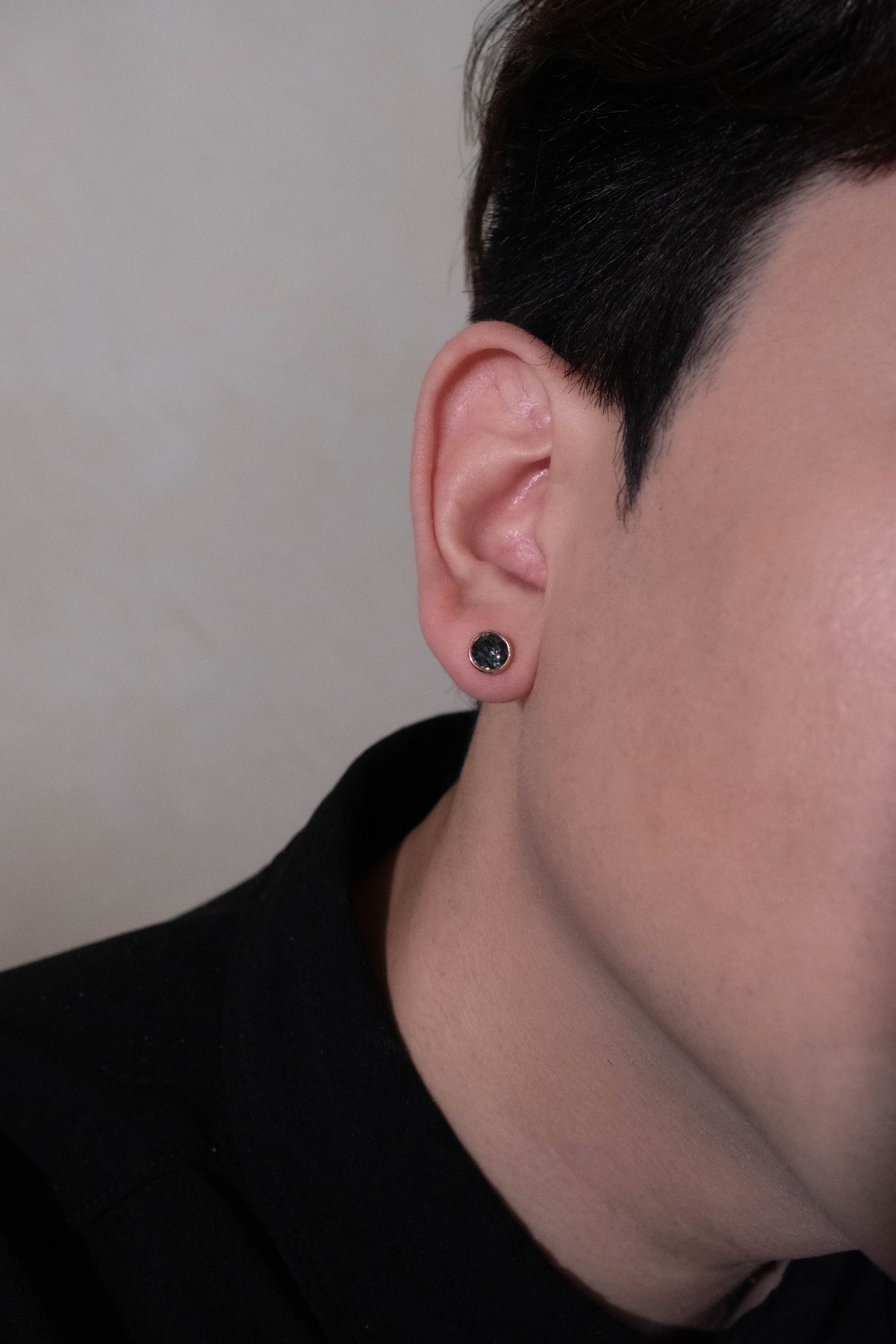 Noir Spark Stud - Silver/Rose Gold