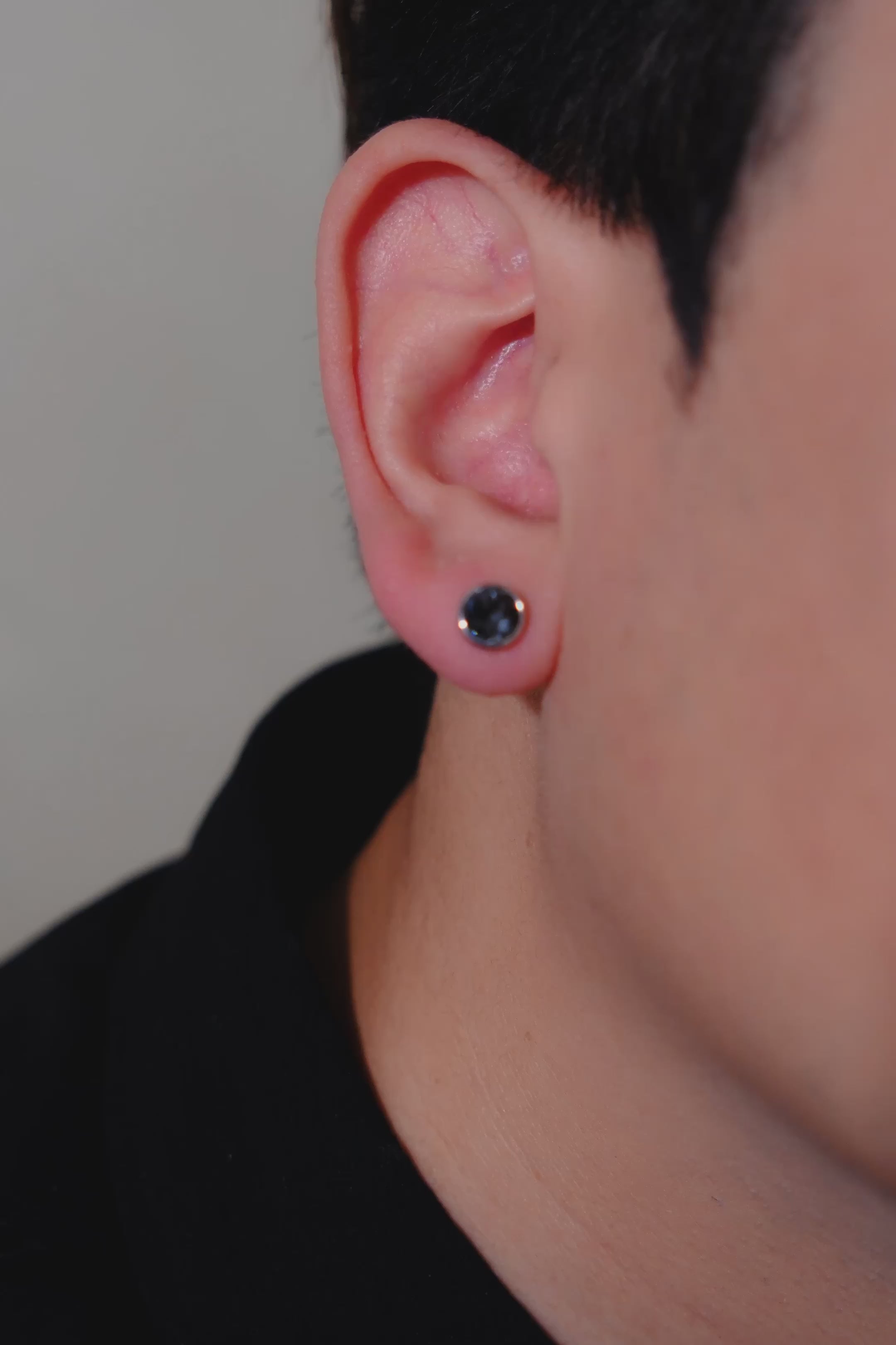 Noir Spark Stud - Silver/Rose Gold